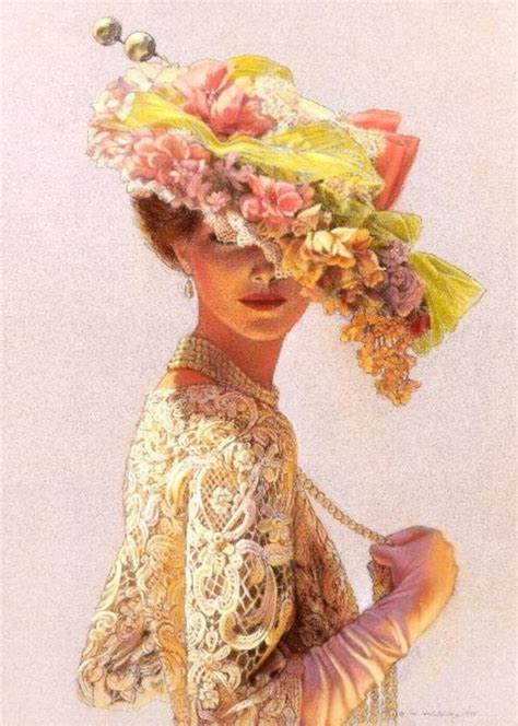 Victorian Lady flower hat art print ladies portrait lace