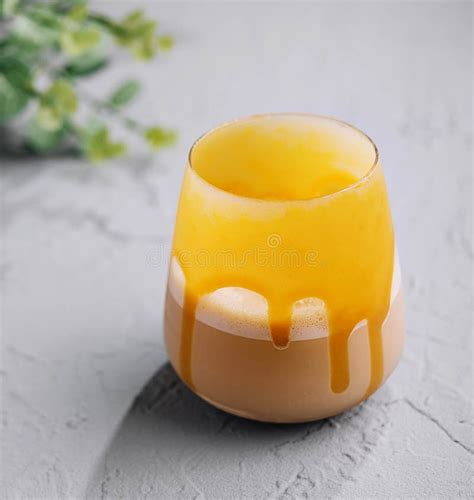 Closeup Of Iced Caramel Macchiato Stock Image Image Of White Iced