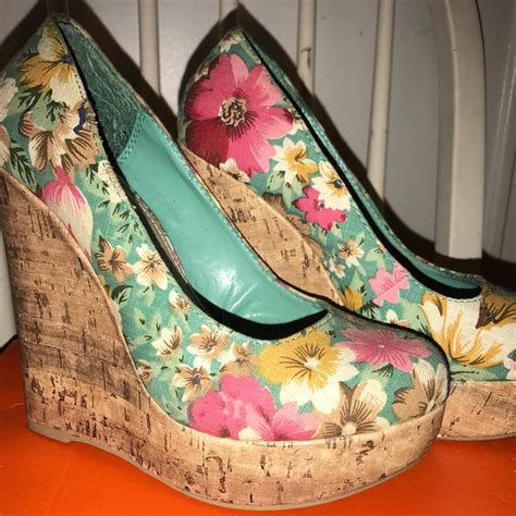 Charlotte Russe Floral Wedges Only Worn Depop