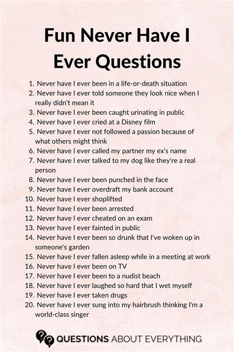 Fun Never Have I Ever Questions Truth And Dare Fun Questions To Ask