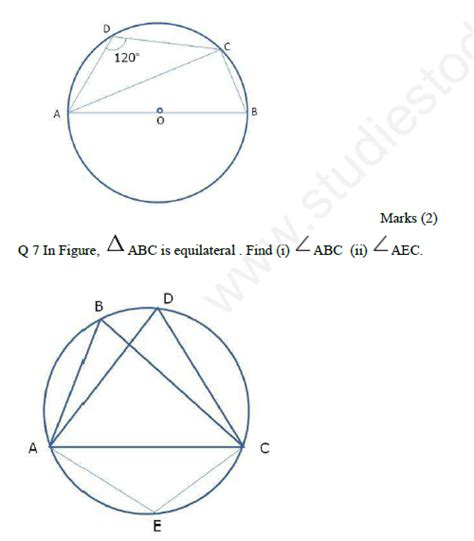 Cbse Class 9 Mathematics Circle Assignment Set B