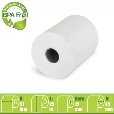 THERMOROLLEN 57MM X 25m X 12mm EC Cash Rollen Kassenrollen BPA Frei