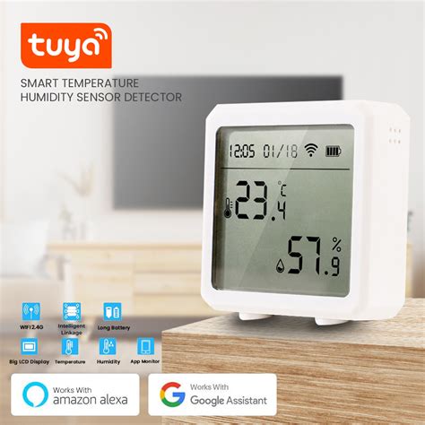 Tuya Smart Temperature Humidity Sensor Detector Wifi Lth01 W White