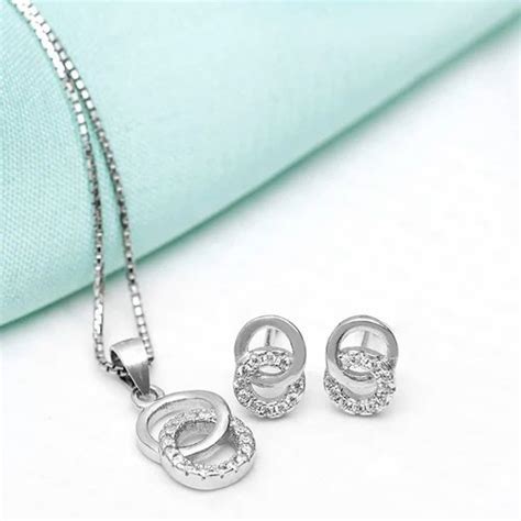 95 925 Sterling Silver Jewellery Set Silver Cubic Zicronia 65665