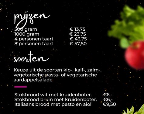 Taartsalade Overzicht Catering Van T Hooge