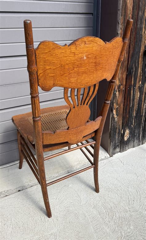 Set Of 8 Oak Press Back Chairs Doug Schmitt Antiques