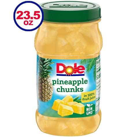 Dole Pineapple Chunks In 100 Pineapple Juice 235oz Plastic Jar