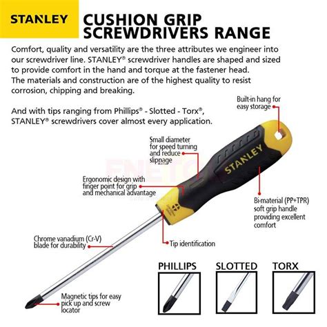 STANLEY STMT66671 65 199 2 CUSHION GRIP SCREWDRIVER SET 4PCS