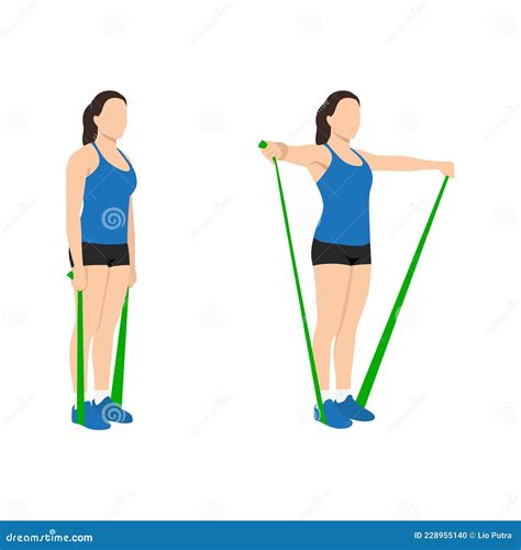 Woman Doing Resistance Band Lateral Raises Side Raises Exercise Stock Vector Illustration Of