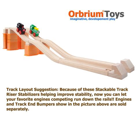 Orbrium Toys Multi Level Piece Wooden Train Bulk Track Expansion