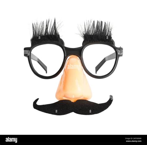 Funny mask with fake mustache, nose and glasses isolated on white Stock ...