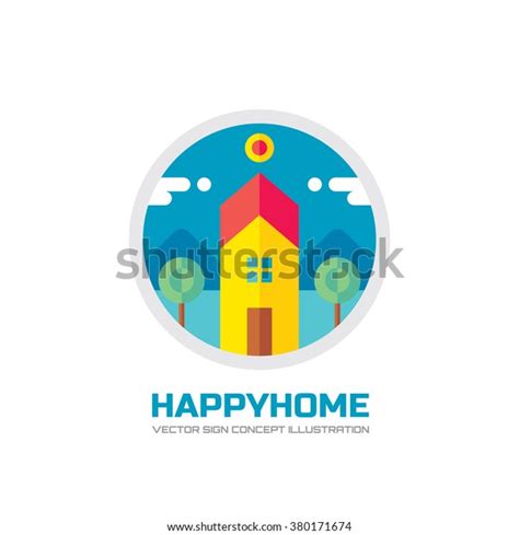 Happy Home Vector Logo Template Creative Stock Vector Royalty Free