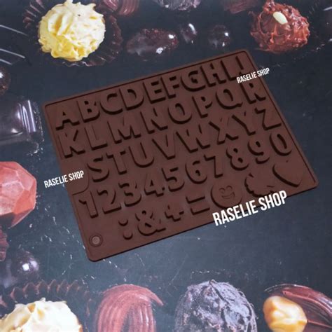 Jual Cetakan Coklat Silikon Mold Alphabet Abjad Angka Simbol Silicone