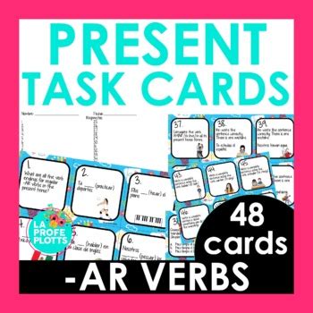 Present AR Verbs Task Cards Spanish Review Activity By La Profe Plotts