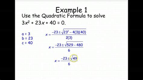 Algebra 2 Quadratic Formula Youtube