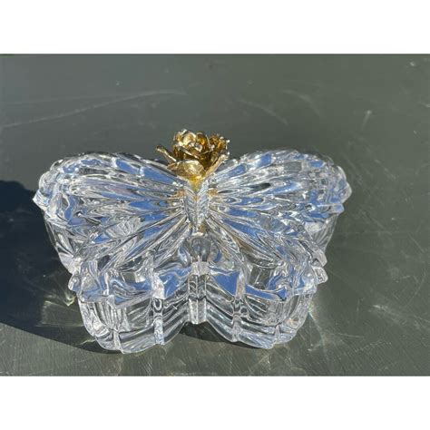 Vintage Genuine Lead Crystal Clear Elegant Dainty Butterfly Trinket