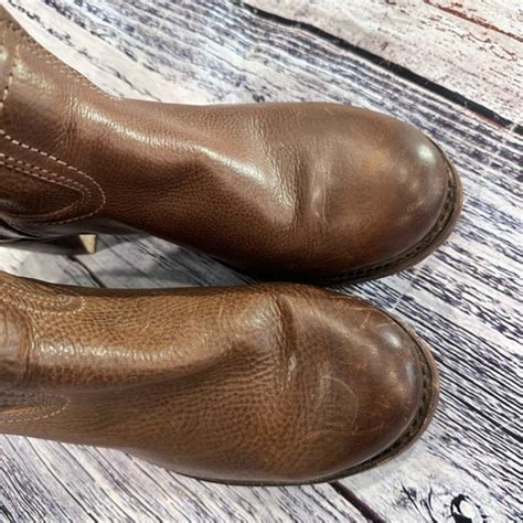 FRYE Campus 14L Brown Leather Boots Stacked Heel Depop