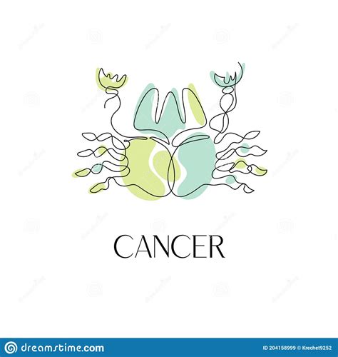 Zodiac Sign Cancer One Line Vector Illustration In The Style Of