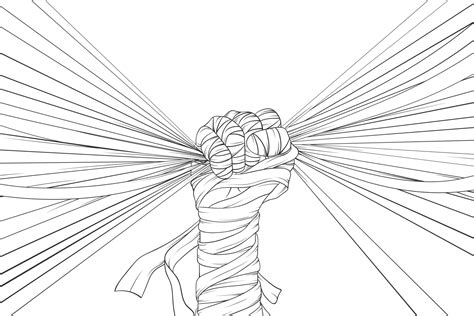 illustration of hand with bandage drawing with line-art on white ...