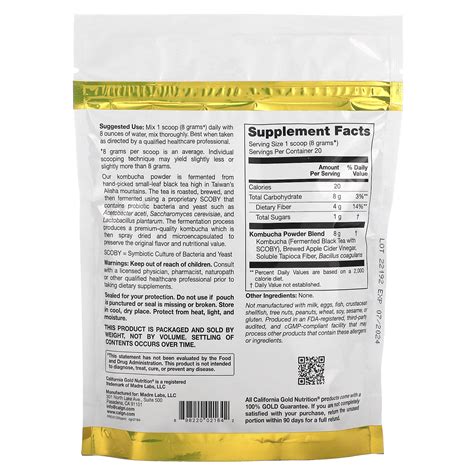 California Gold Nutrition Superfoods 康普茶粉 益生菌，5 64 盎司（160 克）