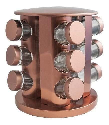 Porta Tempero Condimento Girat Rio Potes Rose Gold Inox Rose Gold