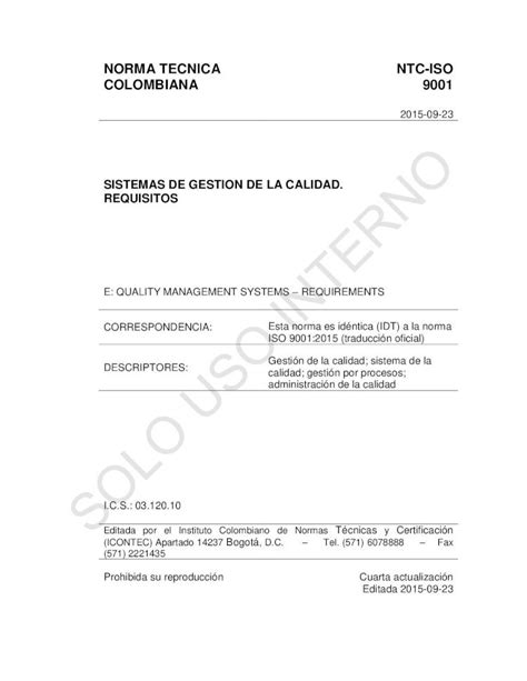 Pdf Norma Tecnica Ntc Iso Colombiana La Norma Ntc Iso