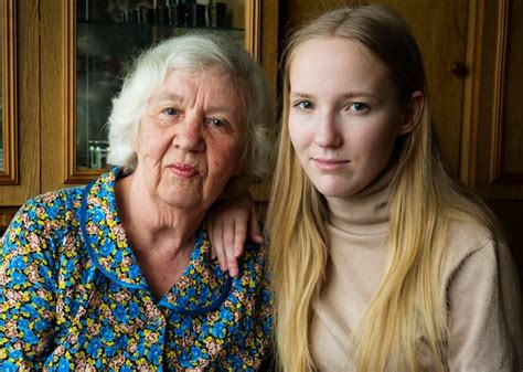 Premium Photo Close Up Portrait Of Granddaughter And Grandmother