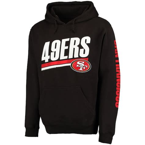 Mens San Francisco 49ers Black Sidestripe 2 Hit Pullover Hoodie