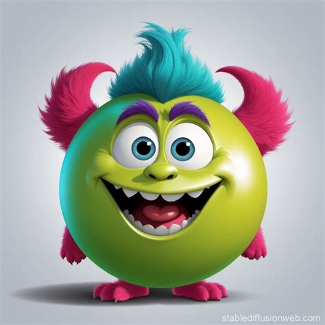 Cute Colorful Furry Ball Shaped Monster Game Asset Stable