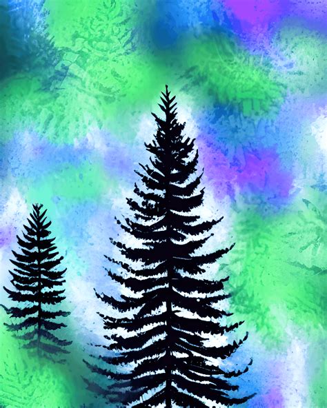 Majestic Fir Trees Forest Abstract Art Procreate Brushes · Creative Fabrica