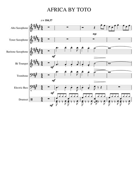 Africa By Toto Sheet Music For Trombone Saxophone Alto Saxophone