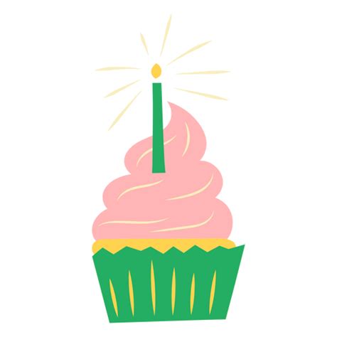 Design Png E Svg De Cupcake Com Uma Vela Acesa Para Camisetas