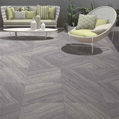 Arian Outdoor Anthracite Stone Effect Floor Tiles 600 X 600mm