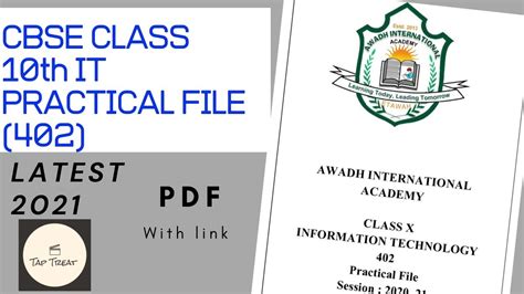 Class 10 It 402 Practical File Latest 2021 With Pdf Link Free