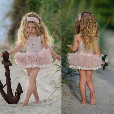 Pink Short Little Flower Girls Dresses Sleeveless Lace Pageant Dress For Girl Cheap Kids Ball ...