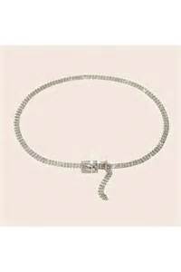 Estilo Lingerie Sıra Kristal Taşlı Su Yolu Lüks Tokalı Kemer Elbise Kemeri Taşlı Kemer