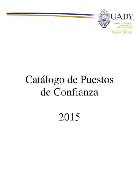 Pdf Catálogo De Puestos De Confianza 2015 Páginas€¦ · El Objetivo