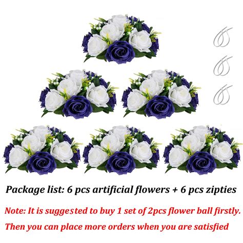 BLOSMON Flower Balls Wedding Rose Centerpieces 6 Pcs Fake Flowers