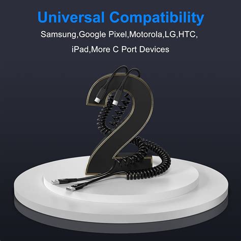 Cable Usb C En Espiral De Carga R Pida Pies Pies Android Auto