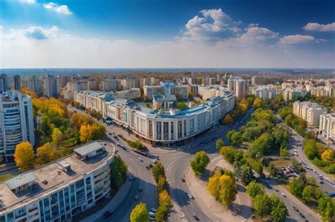 Premium Photo Aerial Drone Photo Shows The Downtown Panorama Of