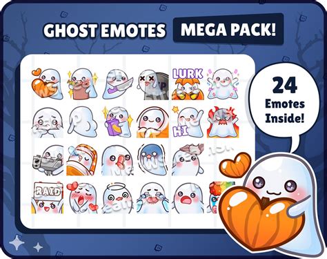 Halloween Ghosts Spooky Discord Emotes Mega Pack Cute Ghost Twitch