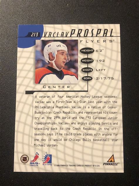 1997 98 Pinnacle Be A Player Autographs 213 Vinny Prospal AU RC