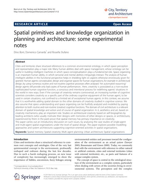 Pdf Spatial Primitives And Knowledge Organization In Planning And