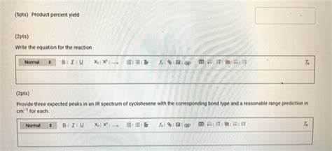 Solved Data And Report Submission Dehydration Of An Alcohol Pts