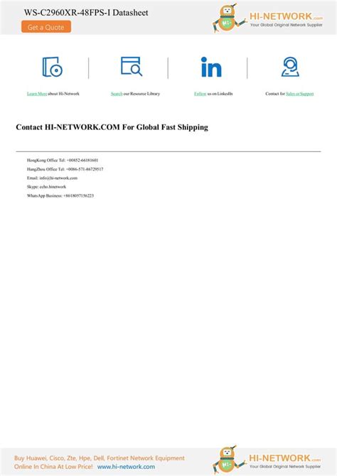 Cisco Ws C Xr Fps I Datasheet Pdf