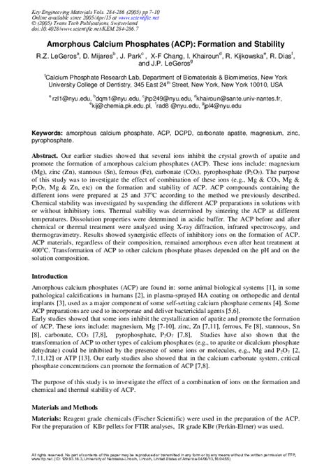 (PDF) Amorphous Calcium Phosphate Formation and Aggregation Process ...