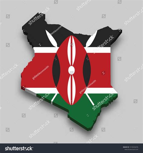 3d Isometric Map Of Kenya With National Flag Royalty Free Stock