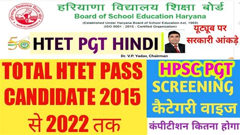 HTET PGT HINDI 2015 22 STATISCTICAL REPORT HPSC PGT HINDI SCREENING