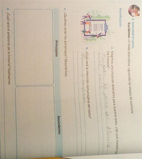 4 actividad en pares Escribimos un texto dramático siguiendo las