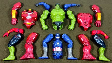 Merakit Mainan Hulk Smash Vs Hulk Buster Vs Captain America Vs Spider